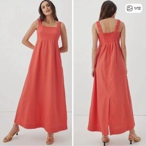Pact Red Sleeveless Linen Maxi Dress